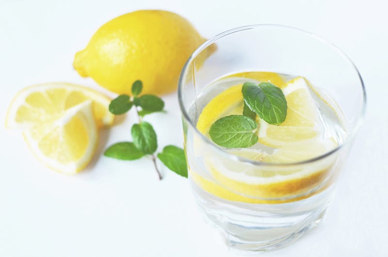 Fresh squeezed lemonade with mint garnish