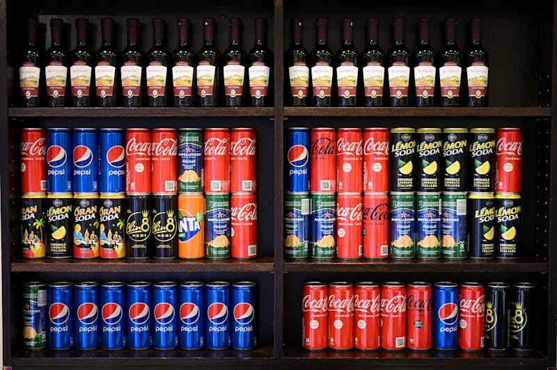 Craft soda and soft drinks selection